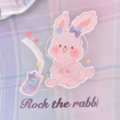 Juwas Adorable “Rock The Rabbit” Pink Plaid Polo NEW ARRIVAL
