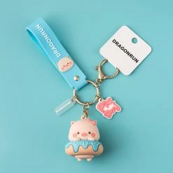 Juwas Sweet Donut Pig Wristlet Keychain