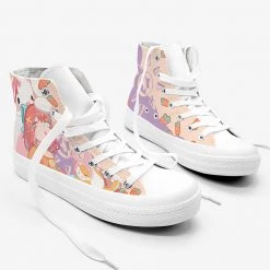 Juwas Kawaii Poi Poi Anime Girl Print High Cut Ankle Sneakers