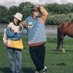 Juwas NEW ARRIVAL Bear Color Puzzle Sweater