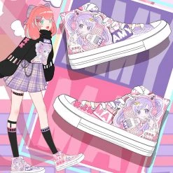 Juwas Game Girl Print High Cut Canvas Sneaker NEW ARRIVAL