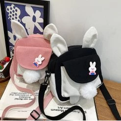 Juwas NEW ARRIVAL Cartoon Rabbit Ears Canvas Crossbody Bag