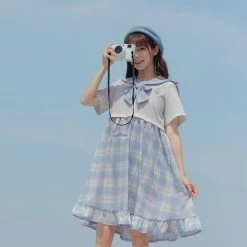 Juwas NEW ARRIVAL Kawaii Plaid Junior Uniform Dress