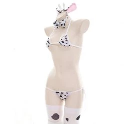 Juwas Sexy Cow Print 2-Piece Night Lingerie