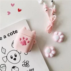 Juwas.com Online Store Cute Pink Cats Paw Airpods Protective Case