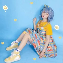 Juwas Shoes Lolita Bow Knot Paw High Top Sneaker