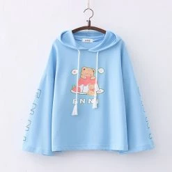 Juwas Strawberry Bear Drawstring Hoodie
