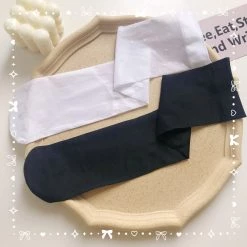 Juwas Sweet Lolita Lace Ribbon Knee High Socks CLOTHING