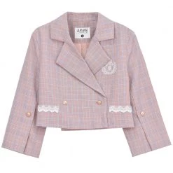 Juwas NEW ARRIVAL Kawaii College Pink Plaid Coat Blazer 15 Juwas NEW ARRIVAL Kawaii College Pink Plaid Coat Blazer