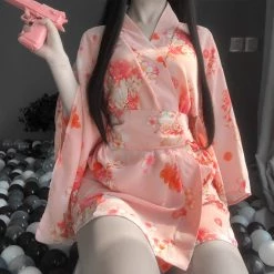 Juwas CLOTHING Sexy Cherry Blossom Yukata Set Costume