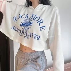 Juwas Rock More Hoodie Crop Top Sweatshirt
