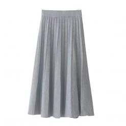 Juwas Japanese Casual Plaid Pleated Flowy Midi Skirt