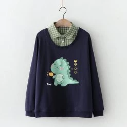Juwas Adorable Fat Dino Fake Under Polo Sweater