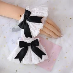 Juwas NEW ARRIVAL Cute Lolita Ribbon Bow Lace Wristband