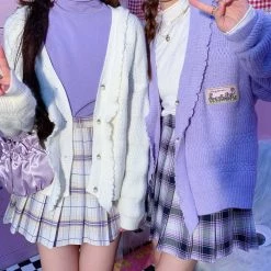 Juwas Lace Ruffle Knitted Cardigan Sweater