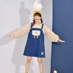 Juwas NEW ARRIVAL Kawaii Duck Print Fake Undershirt Short Dress