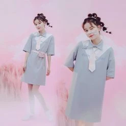 Juwas Kawaii Explorer Two-Toned Collar Midi Dress