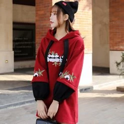 -Juwas NEW ARRIVAL Panda Embroidery Fake Two-Piece Hoodie Dress 8 -Juwas NEW ARRIVAL Panda Embroidery Fake Two-Piece Hoodie Dress