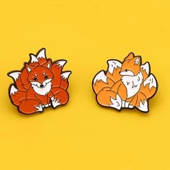 Juwas Cheeky Nine-Tailed Fox Embossed Pin