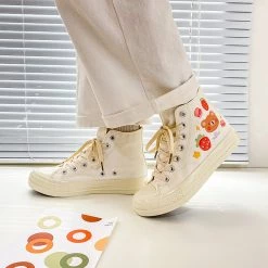 Juwas NEW ARRIVAL Sweet Strawberry Bear Print High Cut Sneaker Shoes