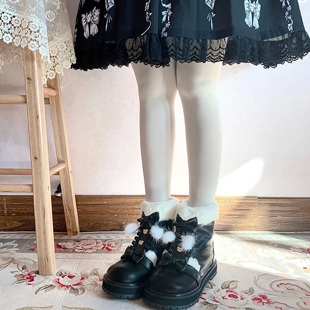 Juwas Shoes Fuzzy Ball Lolita Snow Boots 13 Juwas Shoes Fuzzy Ball Lolita Snow Boots