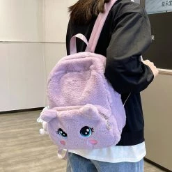 Juwas Cute Cat Eyes Furry Backpack