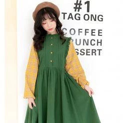 Juwas NEW ARRIVAL Countryside Plaid Long Sleeve Midi Dress