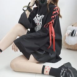 -Juwas NEW ARRIVAL Gothic Fox Lacing Hoodie