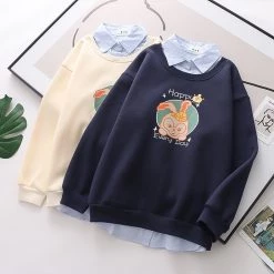 Juwas CLOTHING Happy Everyday Cartoon Rabbit Hoodie
