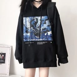 Juwas Trendy Streetwear Graphic Oversize Drawstring Hoodie NEW ARRIVAL