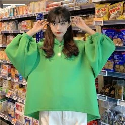 Juwas NEW ARRIVAL Green Dinosaur 3D Back Fins Oversize Hoodie