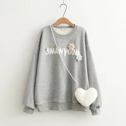 Juwas Letter Embroidery Sweatshirt With Crossbody Bag