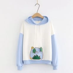 Juwas CLOTHING Cartoon Leaf Bear Embroidery Hoodie