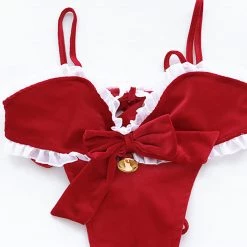 Juwas NEW ARRIVAL Sexy Red Lace Edge One-Piece Bodysuit