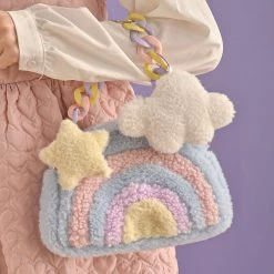 Juwas Rainbow Plush Crossbody Bag