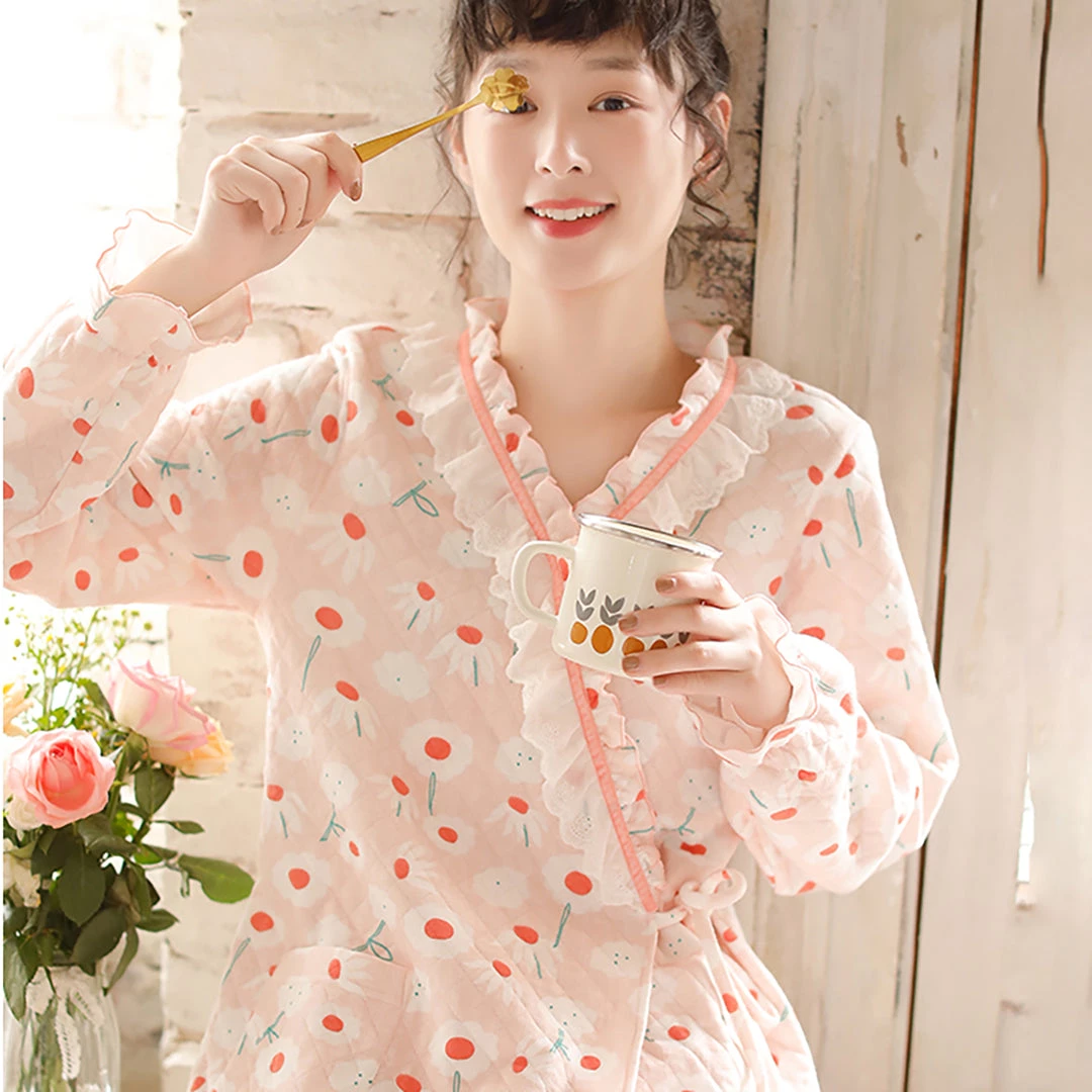 Juwas CLOTHING Cute Rabbit Flowers Print Cotton Pajamas Set 10 Juwas CLOTHING Cute Rabbit Flowers Print Cotton Pajamas Set