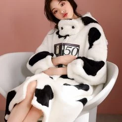 Juwas CLOTHING Cow Print Oversize Pajamas