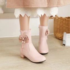 Juwas Mini Cherry Bow High Ankle Boots NEW ARRIVAL