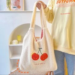 Juwas NEW ARRIVAL Animal Bear Faces Plush Tote Bag