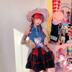 Juwas Gothic Lolita Lace Waist Ruffle Mini Skirt