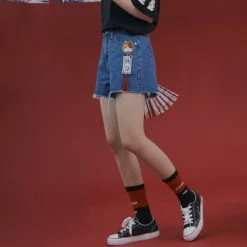 Juwas Cute Kitten Tattered Denim Shorts NEW ARRIVAL