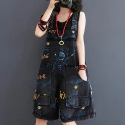 Juwas NEW ARRIVAL Monster Letters Print Loose Overalls