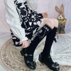 Juwas NEW ARRIVAL Lolita Hearts Ribbon Knee High Socks