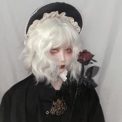 Juwas Fashion & Beauty Lolita White Curly Short Wig