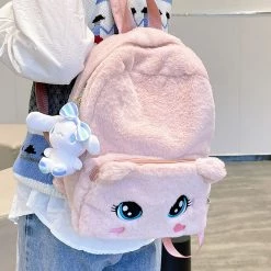 Juwas Cute Cat Eyes Furry Backpack