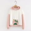 Juwas CLOTHING Cartoon Leaf Bear Embroidery Hoodie