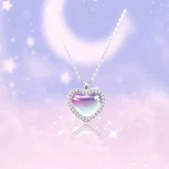 Juwas NEW ARRIVAL Lovely Peach Heart Silver Necklace