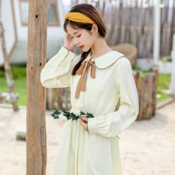 Juwas Doll Collar Long Sleeve Dress