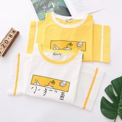 Juwas CLOTHING Japanese Cat Paw Cartoon Print T-Shirt Loose