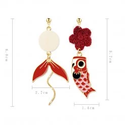 Juwas Red Koi Silver Earrings NEW ARRIVAL
